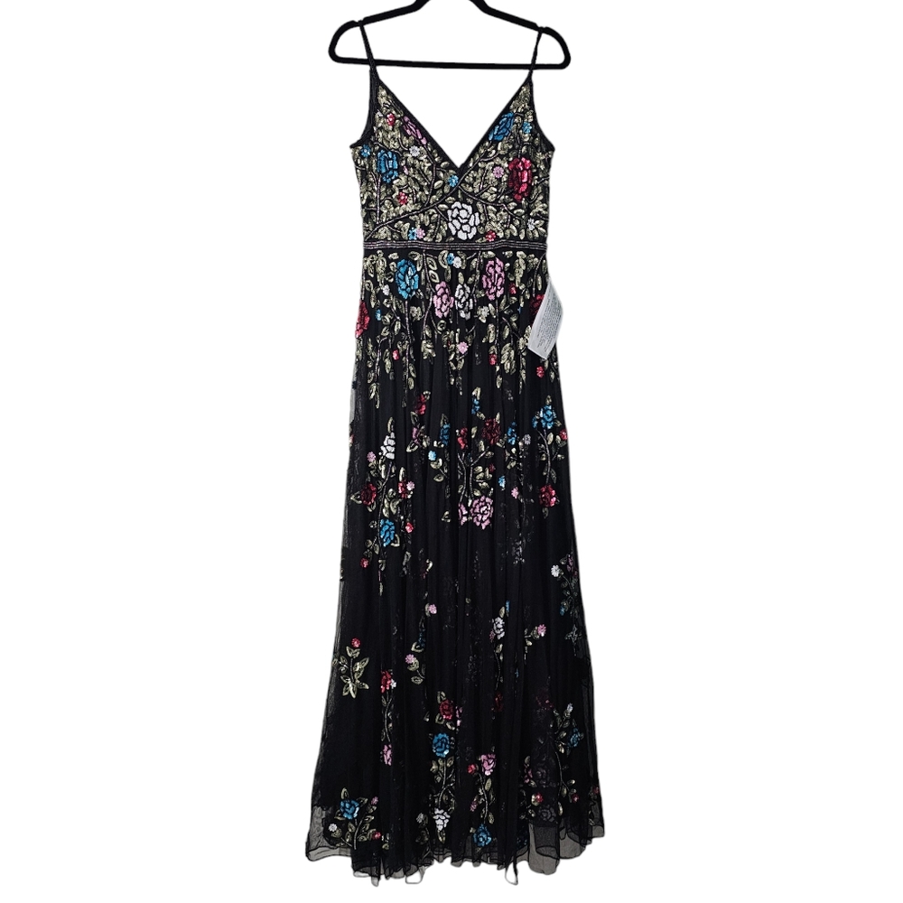 MAC DUGGAL size 8 EMBELLISHED FLORAL SEQUINED GOWN Dress - Picture 4 of 6